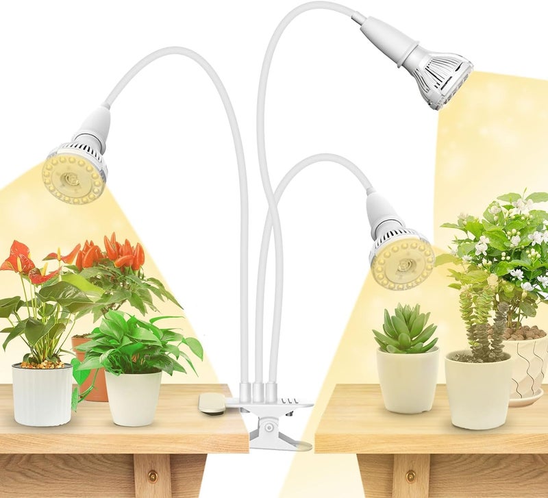Sansi LED Grow Lights for Indoor Plants, 450W Full Spectrum Clip-on Gooseneck Grow Light with Ceramic Tech.,30W Plant Light with Optical Lens, Lifetime Free Bulbs Replacement White, No Timer - Image 1